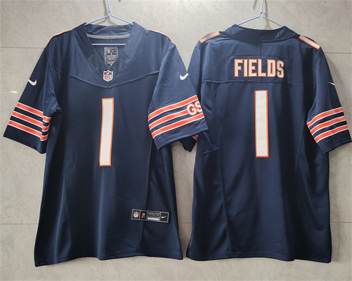 Personalized Men’s Chicago Bears #1 Justin Fields Navy 2023 F.U.S.E. Untouchable Limited Stitched Football Jersey