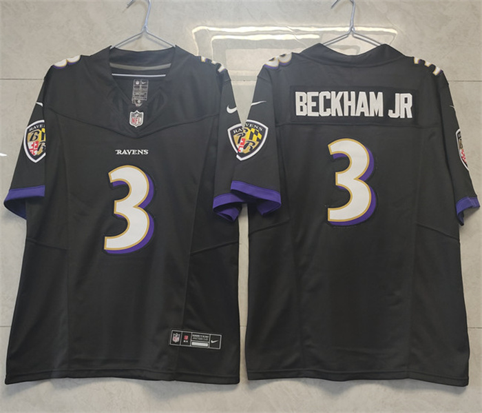 Personalized Men’s Baltimore Ravens #3 Odell Beckham Jr. Black 2023 F.U.S.E. Untouchable Stitched Football Jersey