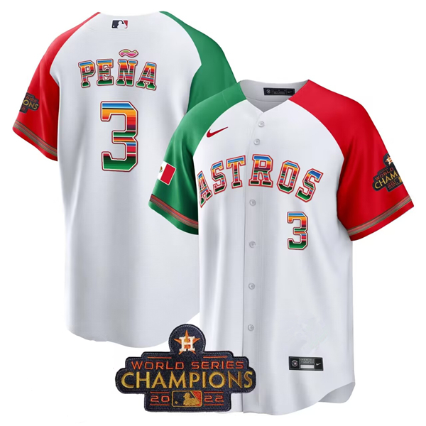 Personalized Men’s Houston Astros #3 Jeremy Peña White Mexico Texas Cool Base Stitched Baseball Jersey