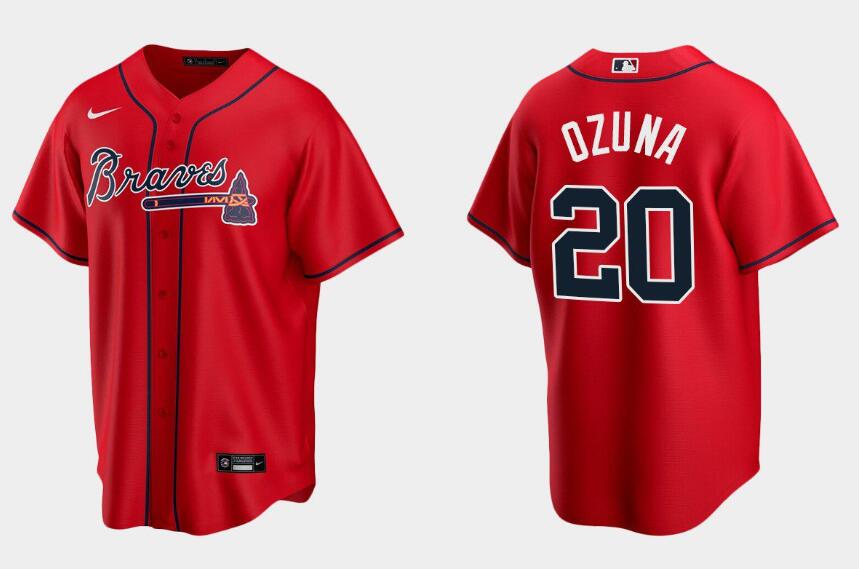 Personalized Men’s Atlanta Braves #20 Marcell Ozuna Red Cool Base Stitched Jersey