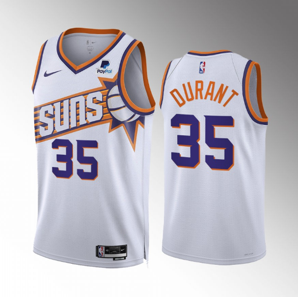 Personalized Men’s Phoenix Suns #35 Kevin Durant White 2023 Association Edition Stitched Basketball Jersey