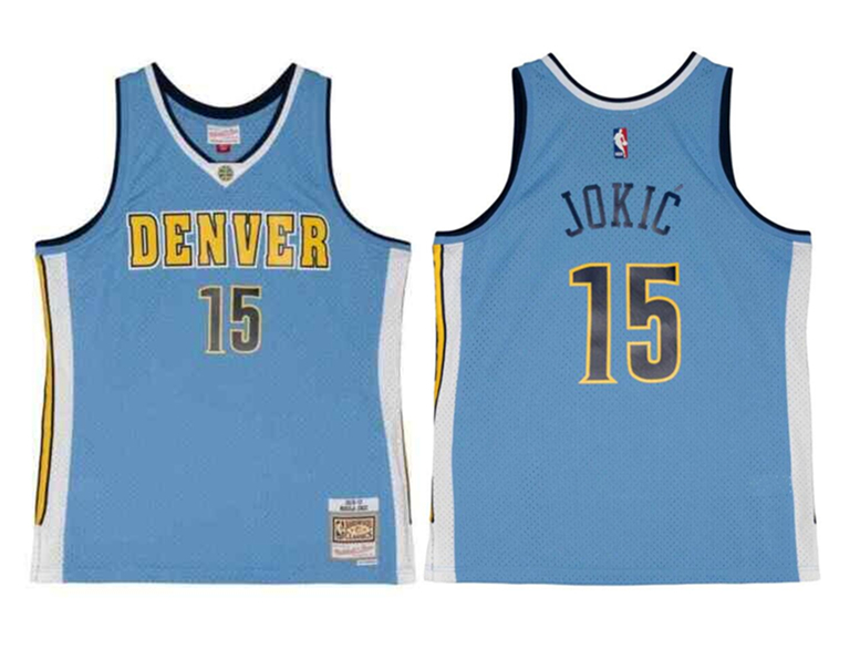 Personalized Men’s Denver Nuggets #15 Nikola Jokic Blue 2016-17 Mitchell & Ness Swingman Stitched Jersey