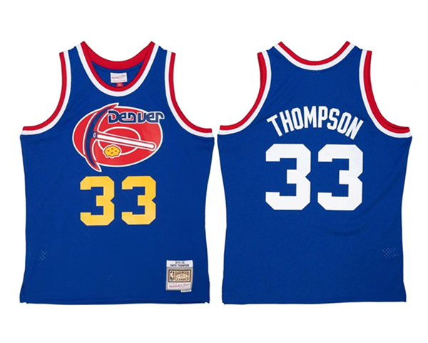 Personalized Men’s Denver Nuggets #33 David Thompson Blue 1975-76 Mitchell & Ness Swingman Stitched Jersey
