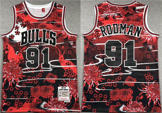 Personalized Men’s Chicago Bulls #91 Dennis Rodman Black Red Stitched Jersey