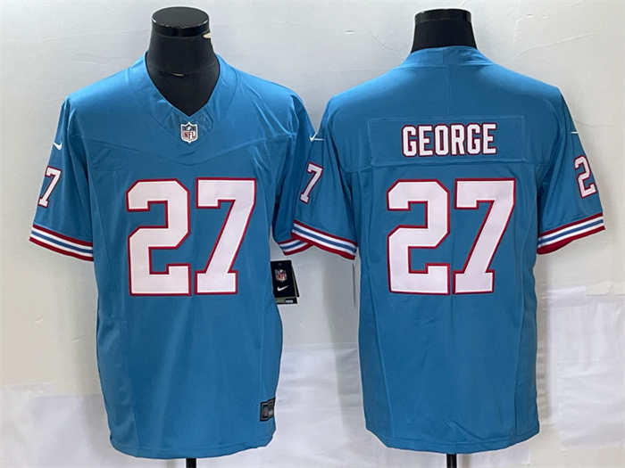 Personalized Men’s Tennessee Titans #27 Eddie George Light Blue 2023 F.U.S.E. Limited Throwback Stitched Football Jersey
