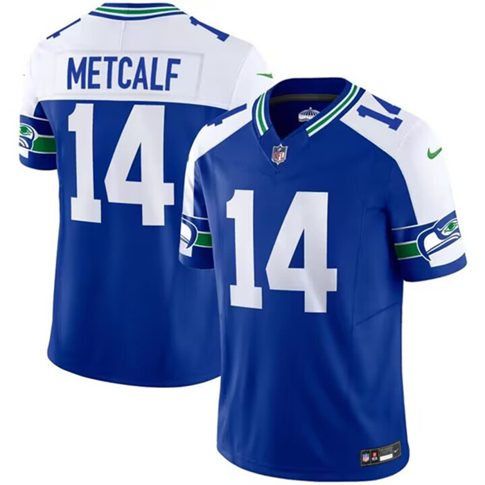 Personalized Men’s Seattle Seahawks #14 D.K. Metcalf Royal 2023 F.U.S.E. Throwback Limited Stitched Football Jersey