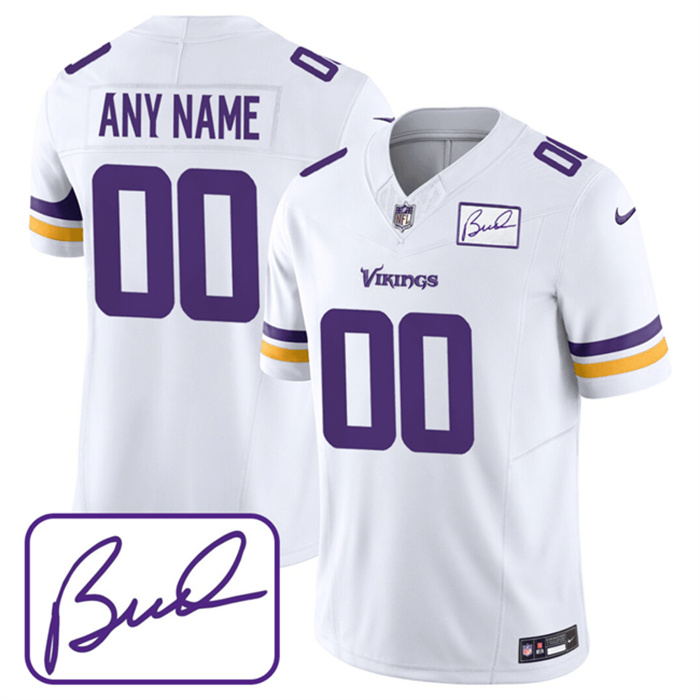 Personalized Men’s Minnesota Vikings Active Player White 2023 F.U.S.E. Bud Grant Patch Limited Stitched Jersey