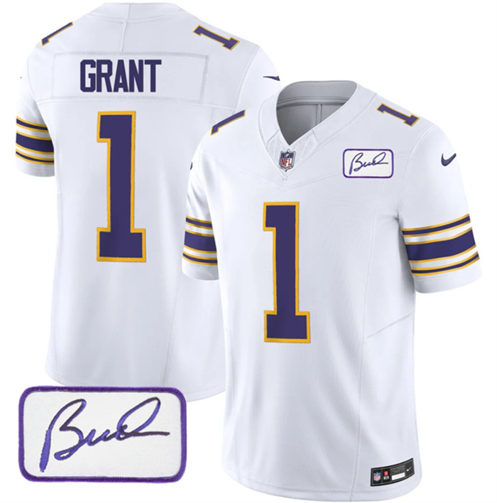 Personalized Men’s Minnesota Vikings #1 Greg Joseph White 2023 F.U.S.E. Bud Grant Patch Limited Stitched Jersey