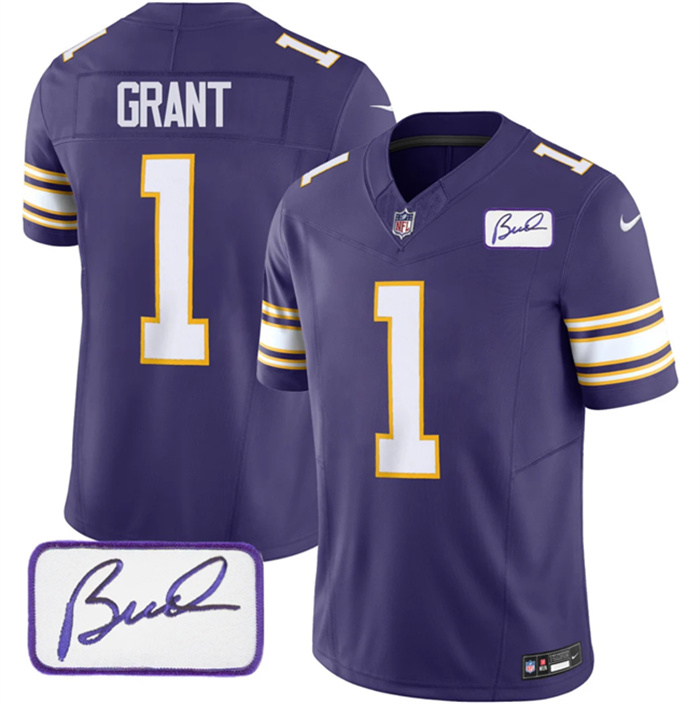 Personalized Men’s Minnesota Vikings #1 Greg Joseph Purple 2023 F.U.S.E. Bud Grant Patch Limited Stitched Jersey