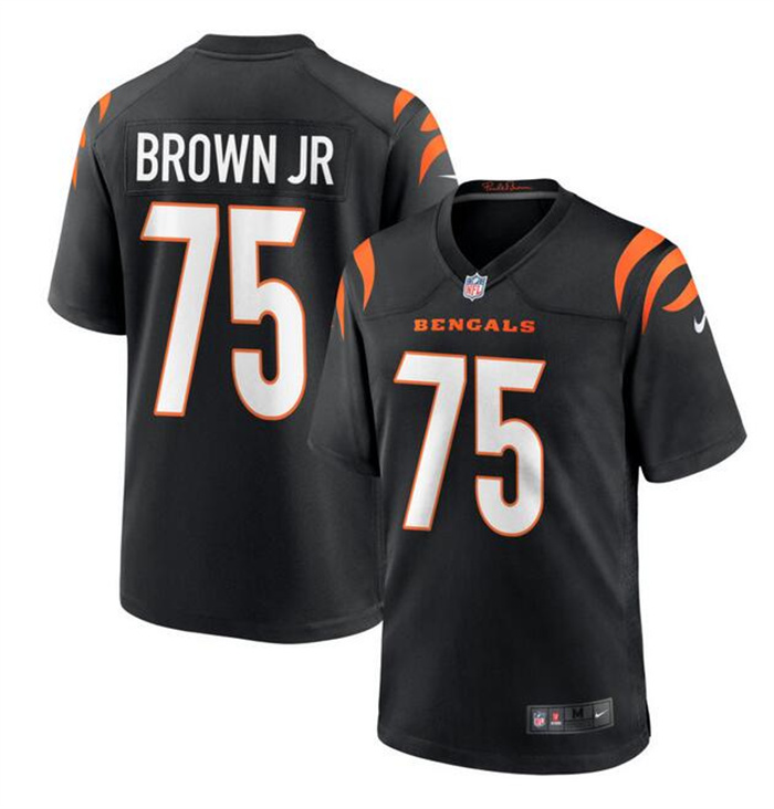 Personalized Men’s Cincinnati Bengals #75 Orlando Brown Jr. Black Stitched Game Jersey