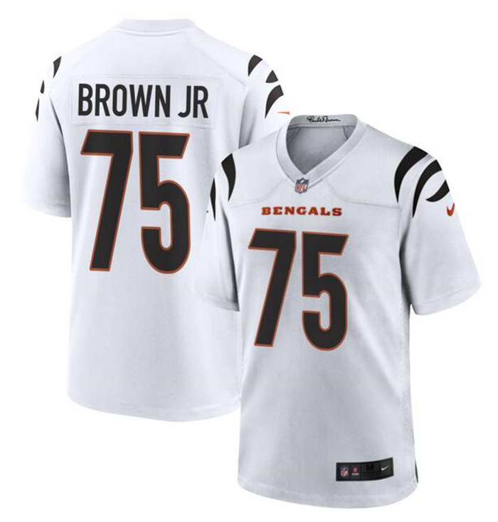 Personalized Men’s Cincinnati Bengals #75 Orlando Brown Jr. White Stitched Game Jersey