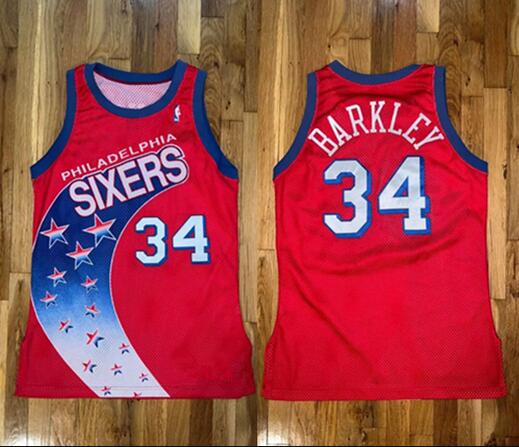Personalized Men’s Philadelphia 76ers #34 Charles Barkley Red Champion Stitched Basketball Jersey