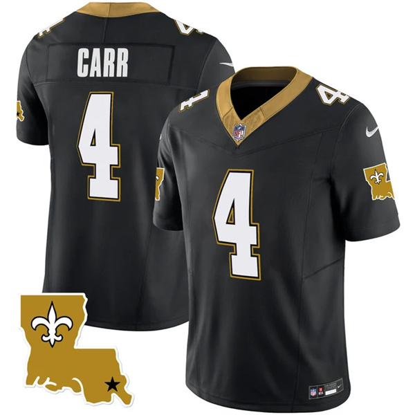 Personalized Men’s New Orleans Saints #4 Derek Carr Black 2023 F.U.S.E. 1987 Legacy Stitched Jersey
