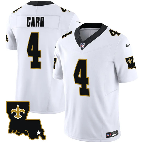 Personalized Men’s New Orleans Saints #4 Derek Carr White 2023 F.U.S.E. 1987 Legacy Stitched Jersey