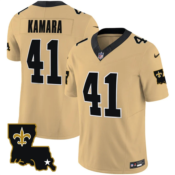 Personalized Men’s New Orleans Saints #41 Alvin Kamara Gold 2023 F.U.S.E. 1987 Legacy Stitched Jersey