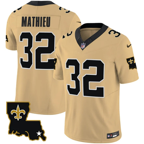 Personalized Men’s New Orleans Saints #32 Tyrann Mathieu Gold 2023 F.U.S.E. 1987 Legacy Stitched Jersey