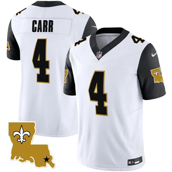 Personalized Men’s New Orleans Saints #4 Derek Carr White Black 2023 F.U.S.E. 1987 Legacy Stitched Jersey