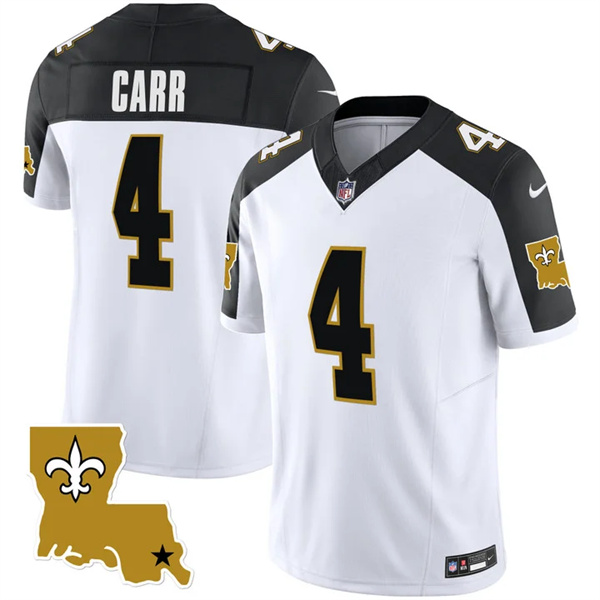 Personalized Men’s New Orleans Saints #4 Derek Carr White Black 2023 F.U.S.E. 1987 Legacy Stitched Jerseys