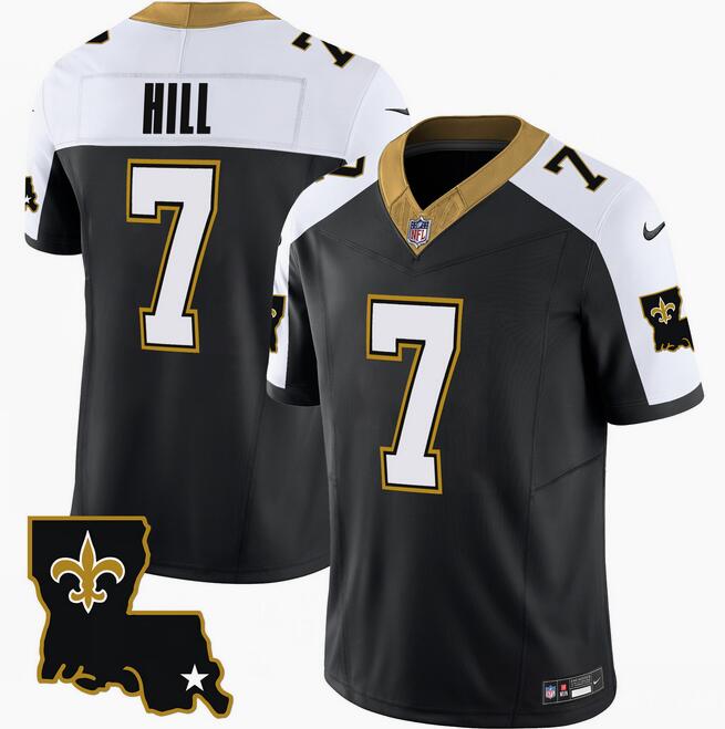 Personalized Men’s New Orleans Saints #7 Taysom Hill Black White 2023 F.U.S.E. 1987 Legacy Stitched Jersey