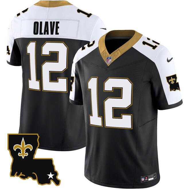 Personalized Men’s New Orleans Saints #12 Chris Olave Black White 2023 F.U.S.E. 1987 Legacy Stitched Jersey