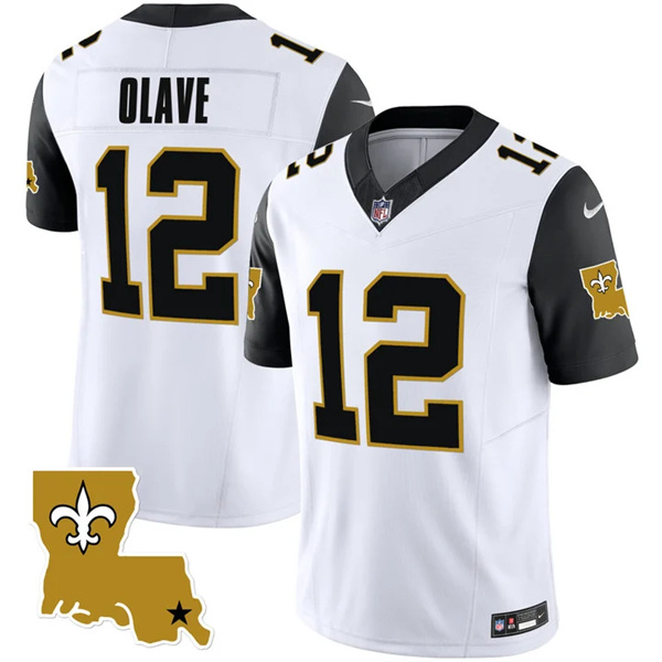 Personalized Men’s New Orleans Saints #12 Chris Olave White Black 2023 F.U.S.E. 1987 Legacy Stitched Jersey