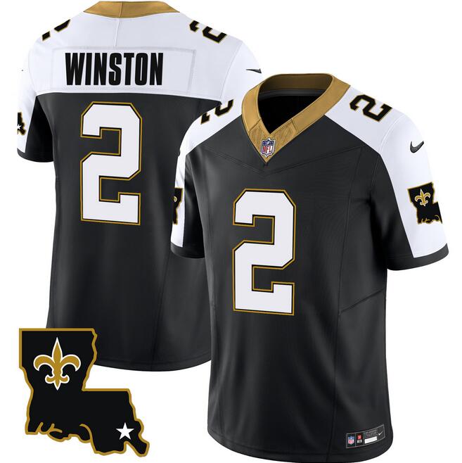 Personalized Men’s New Orleans Saints #2 Jameis Winston Black White 2023 F.U.S.E. 1987 Legacy Stitched Jersey