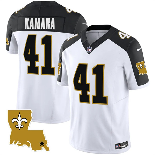 Personalized Men’s New Orleans Saints #41 Alvin Kamara White Black 2023 F.U.S.E. 1987 Legacy Stitched Jerseys
