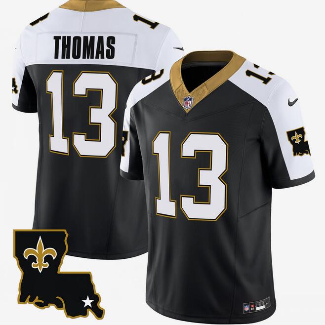 Personalized Men’s New Orleans Saints #13 Michael Thomas Black White 2023 F.U.S.E. 1987 Legacy Stitched Jersey