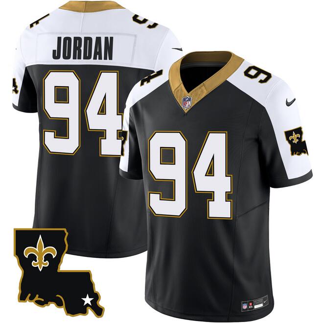 Personalized Men’s New Orleans Saints #94 Cameron Jordan Black White 2023 F.U.S.E. 1987 Legacy Stitched Jersey