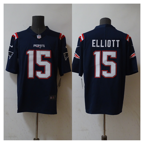 Personalized Men’s New England Patriots #15 Ezekiel Elliott Navy Untouchable Stitched Football Jersey