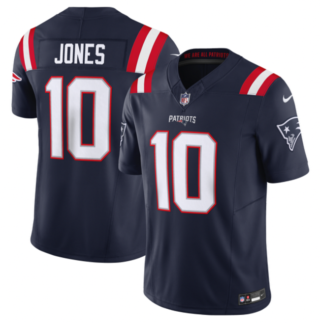 Personalized Men’s New England Patriots #10 Mac Jones Navy 2023 F.U.S.E. Limited Stitched Football Jersey
