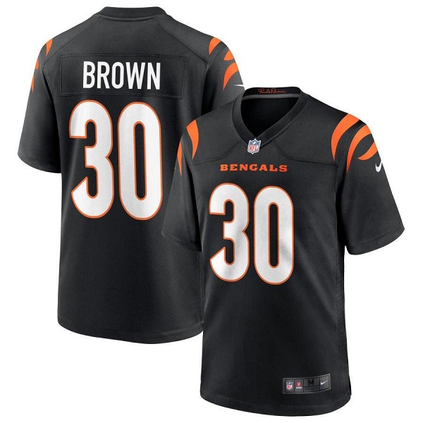 Personalized Men’s Cincinnati Bengals #30 Chase Brown Black Stitched Game Jersey