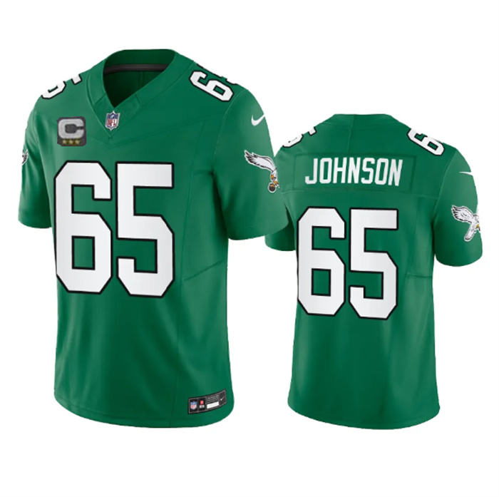 Personalized Men’s Philadelphia Eagles #65 Lane Johnson Green 2023 F.U.S.E. With C Patch Untouchable Stitched Football Jersey