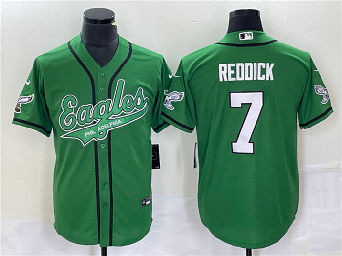 Personalized Men’s Philadelphia Eagles #7 Haason Reddick Green Cool Base Stitched Baseball Jersey