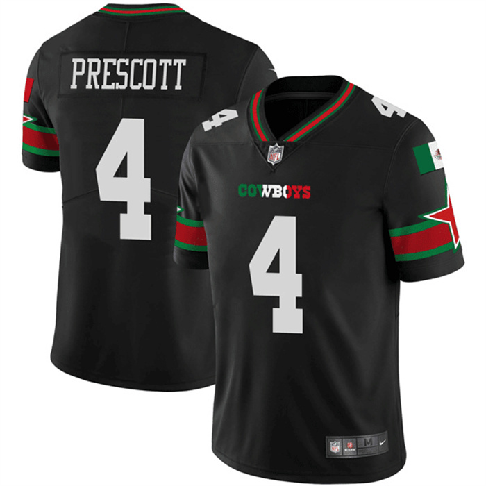 Personalized Men’s Dallas Cowboys #4 Dak Prescott Black Mexico Limited Stitched Football Jersey