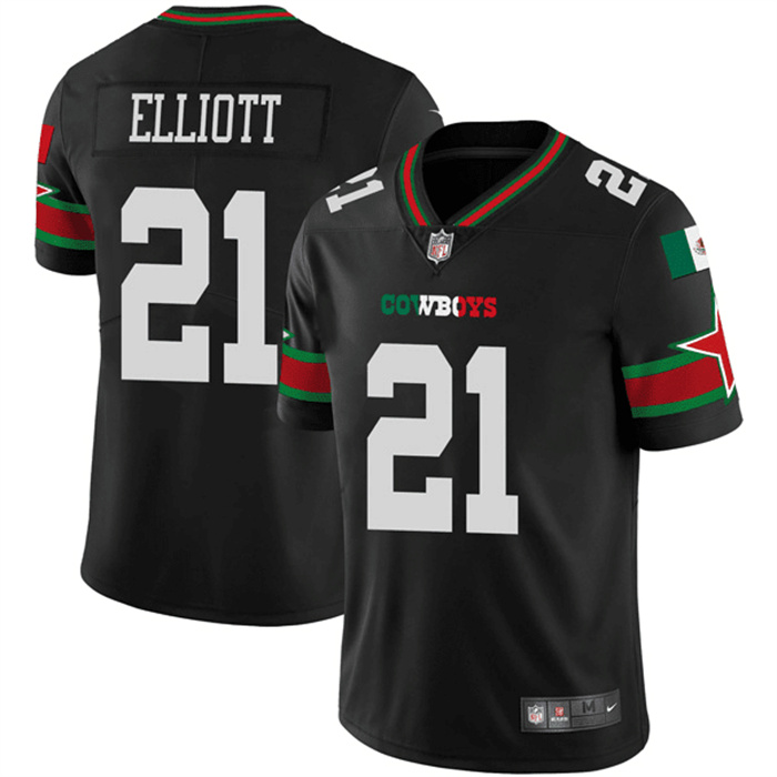 Personalized Men’s Dallas Cowboys #21 Ezekiel Elliott Black Mexico Limited Stitched Football Jersey