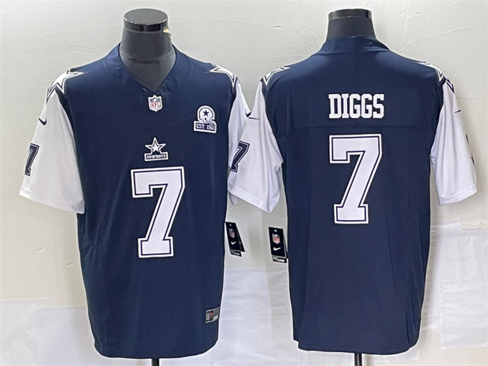 Personalized Men’s Dallas Cowboys #7 Trevon Diggs Navy 2023 F.U.S.E. With 1960 Patch Limited Stitched Football Jersey