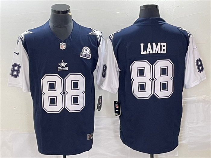 Personalized Men’s Dallas Cowboys #88 CeeDee Lamb Navy 2023 F.U.S.E. With 1960 Patch Limited Stitched Football Jersey