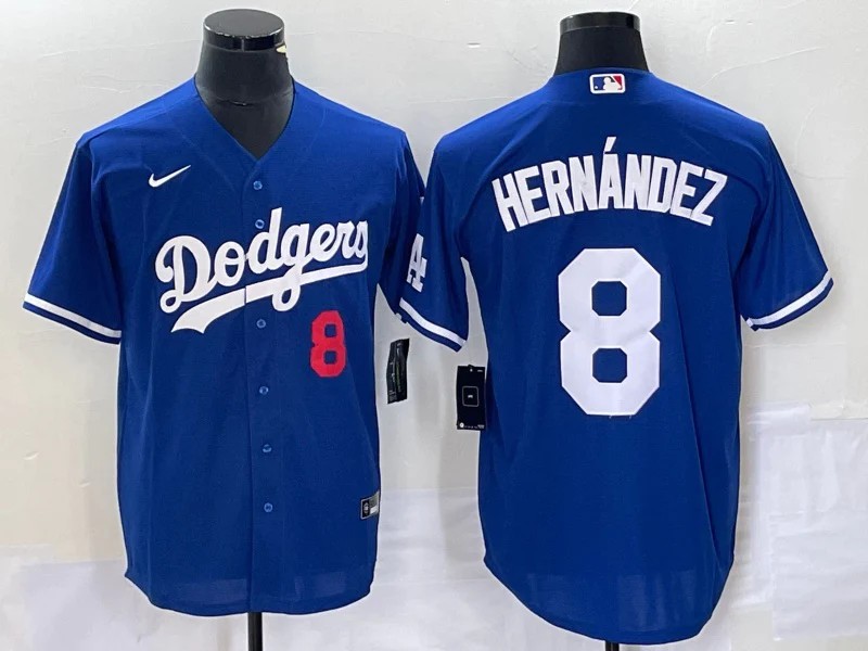 Personalized Men’s Los Angeles Dodgers #8 Enrique Hernandez Blue Cool Base Stitched Baseball Jersey