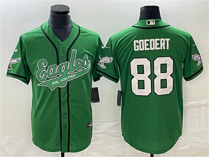 Personalized Men’s Philadelphia Eagles #88 Dallas Goedert Green Cool Base Stitched Baseball Jersey