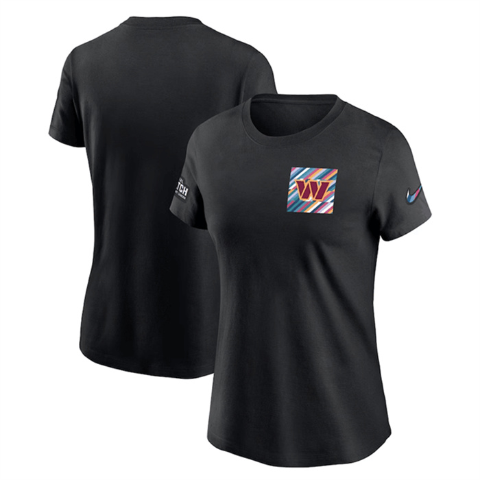 Personalized Women’s Washington Commanders Black 2023 Crucial Catch Sideline Tri-Blend T-Shirt(Run Small)