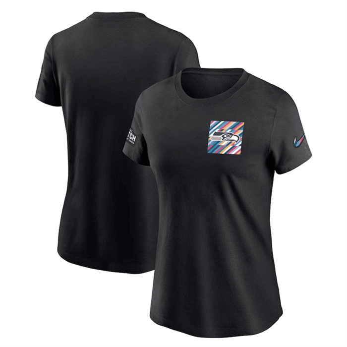 Personalized Women’s Seattle Seahawks Black 2023 Crucial Catch Sideline Tri-Blend T-Shirt(Run Small)