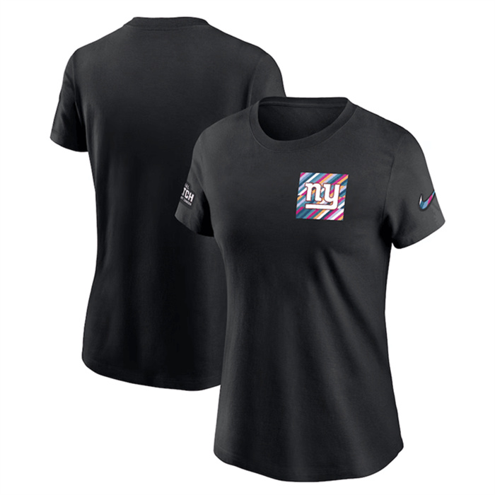 Personalized Women’s New York Giants Black 2023 Crucial Catch Sideline Tri-Blend T-Shirt(Run Small)