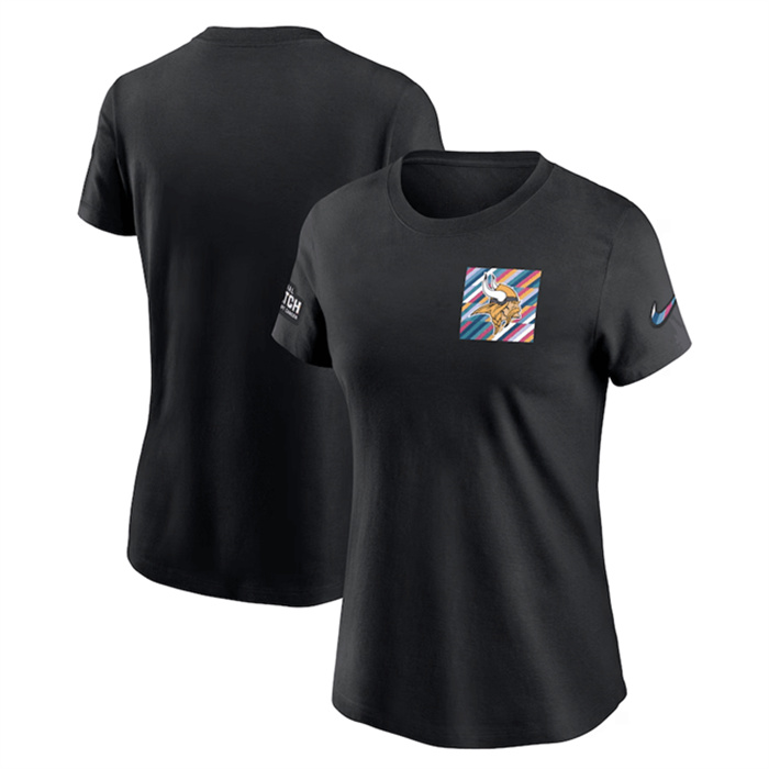 Personalized Women’s Minnesota Vikings Black 2023 Crucial Catch Sideline Tri-Blend T-Shirt(Run Small)