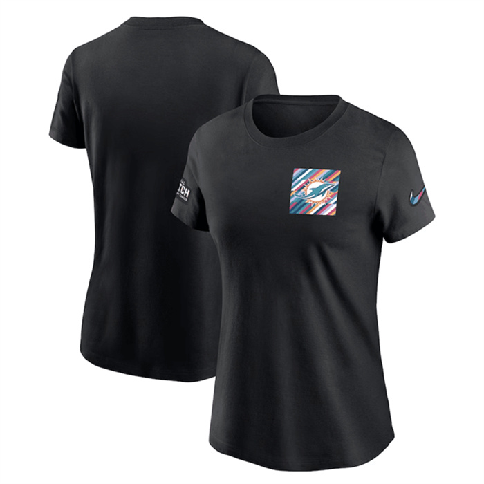 Personalized Women’s Miami Dolphins Black 2023 Crucial Catch Sideline Tri-Blend T-Shirt(Run Small)