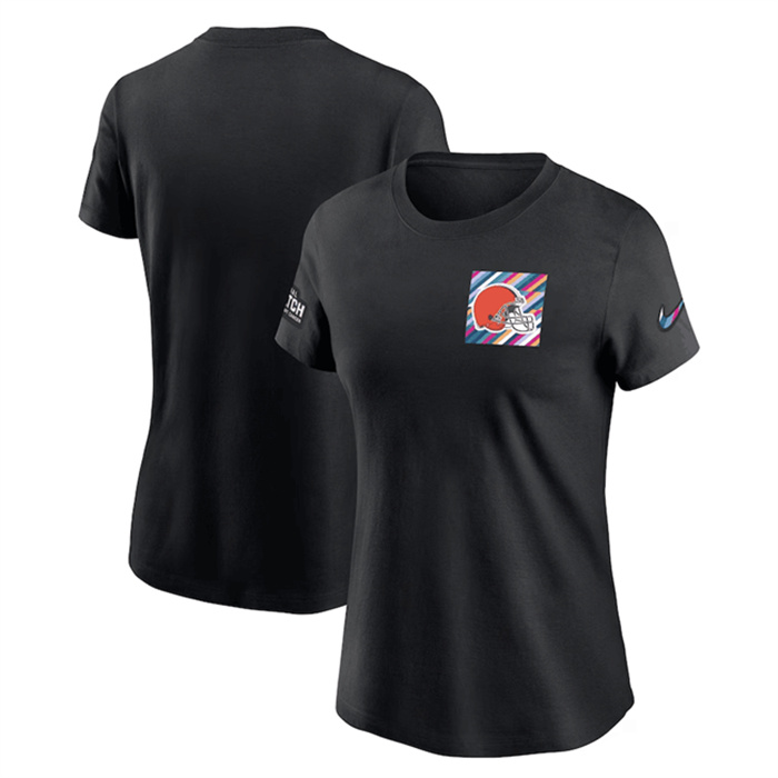 Personalized Women’s Cleveland Browns Black 2023 Crucial Catch Sideline Tri-Blend T-Shirt(Run Small)
