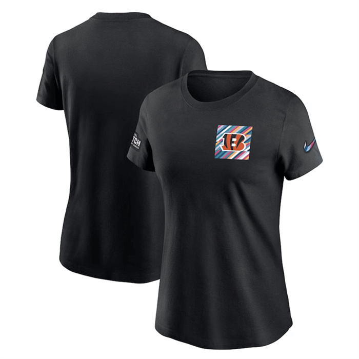 Personalized Women’s Cincinnati Bengals Black 2023 Crucial Catch Sideline Tri-Blend T-Shirt(Run Small)
