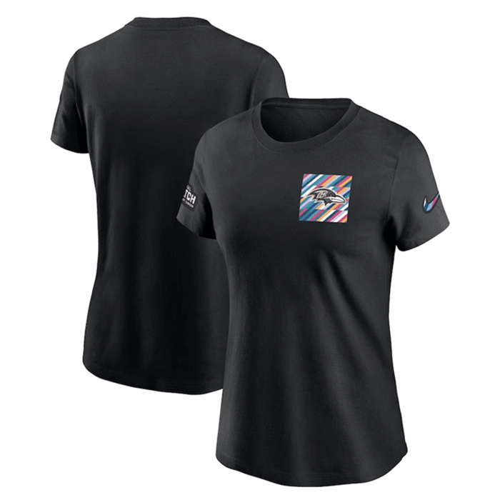 Personalized Women’s Baltimore Ravens Black 2023 Crucial Catch Sideline Tri-Blend T-Shirt(Run Small)