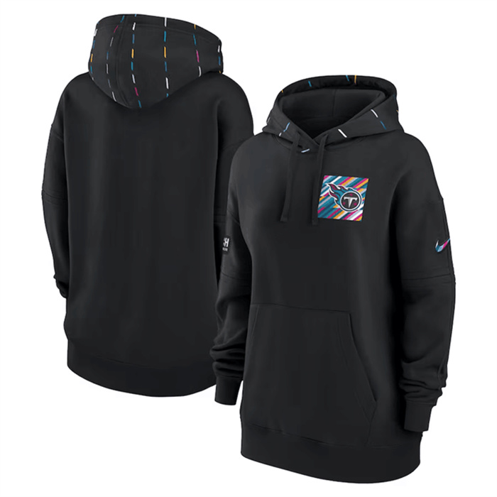Personalized Women’s Tennessee Titans Black 2023 Crucial Catch Club Pullover Hoodie(Run Small)