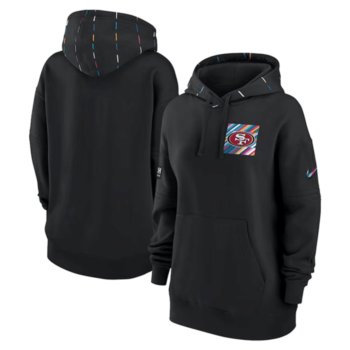 Personalized Women’s San Francisco 49ers Black 2023 Crucial Catch Club Pullover Hoodie(Run Small)